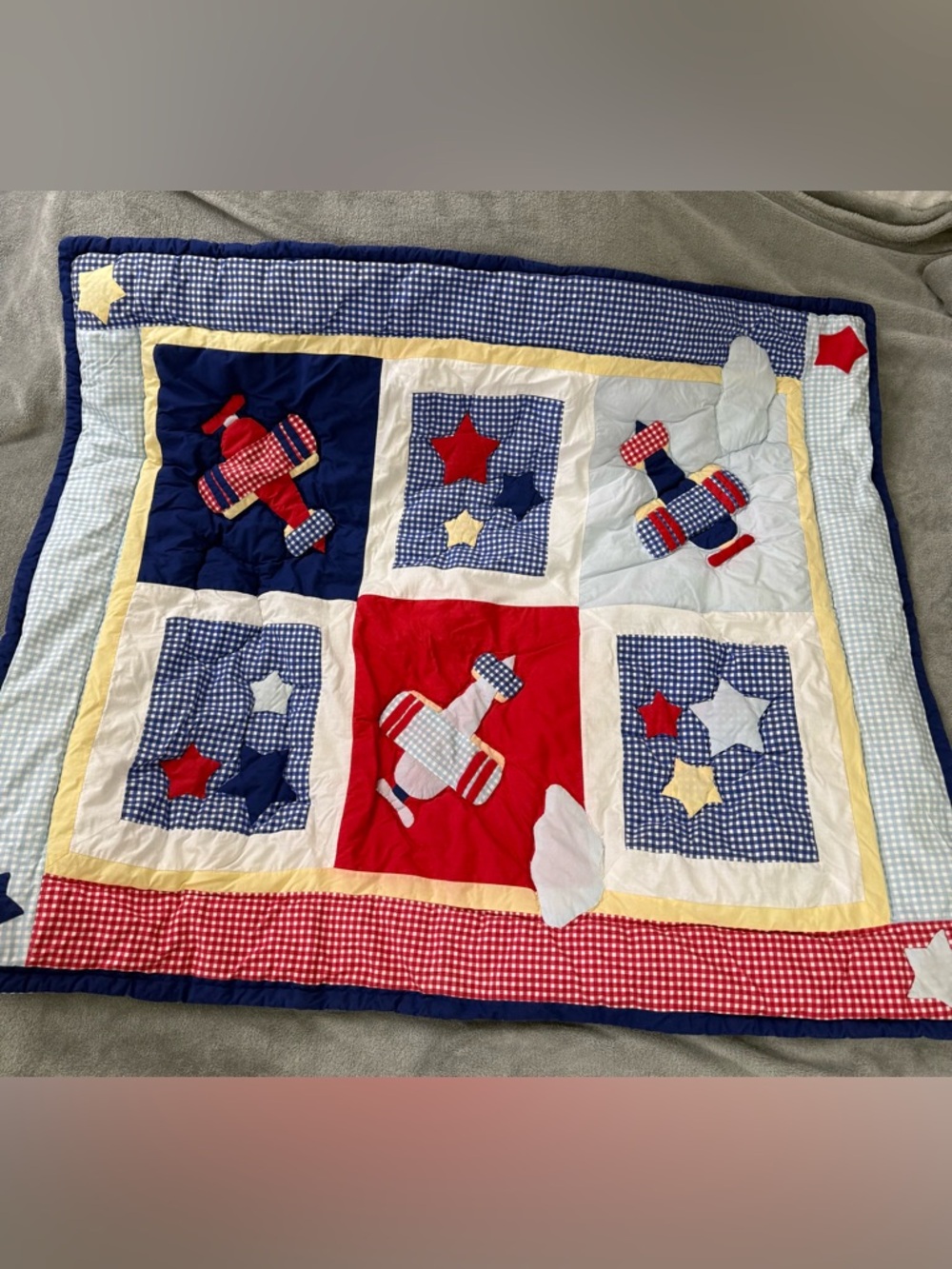 Cherokee Baby Airplane Themed Kids 33” X 41” Quilt